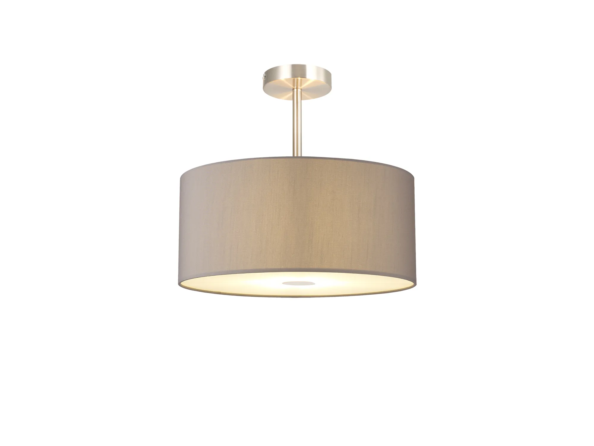 Baymont 40cm Semi Flush 3 Light Satin Nickel, Grey White Laminate, Frosted Diffuser
